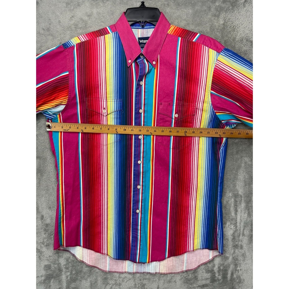 VTG Wrangler Men's Brushpopper Shirt Sz 16.5/35 X-Long Tails Regular Fit Cowboy - Picture 2 of 8